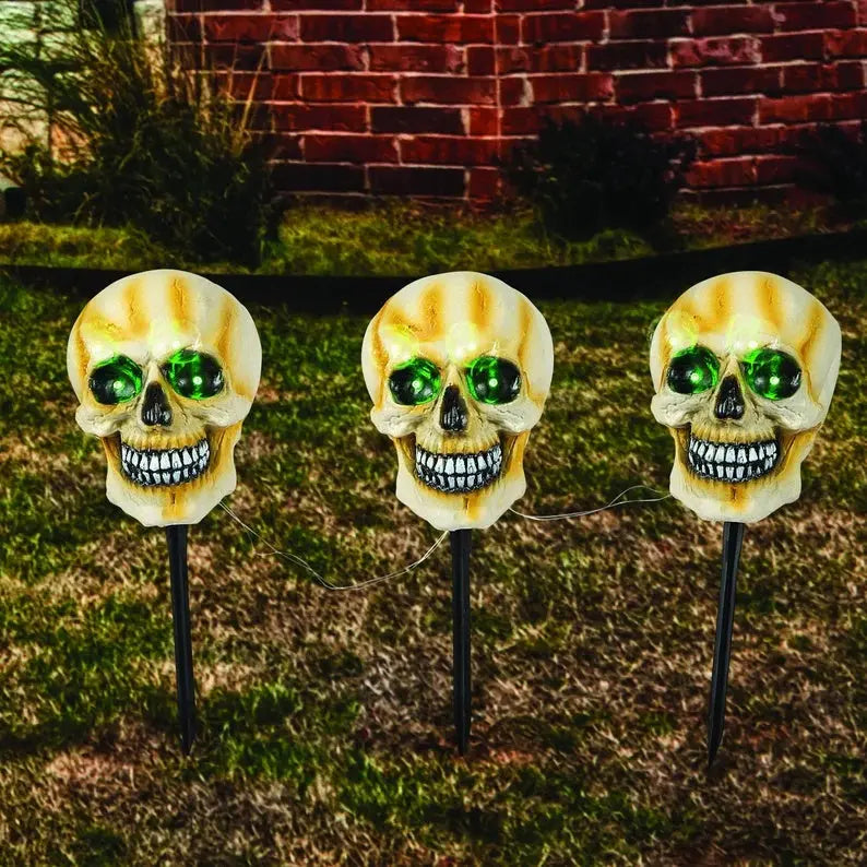 ππ Solar Halloween Skull Lights β Glowing Ghost Head Horror Ornaments with Flashing Eyes π»β¨ Luminex Lights