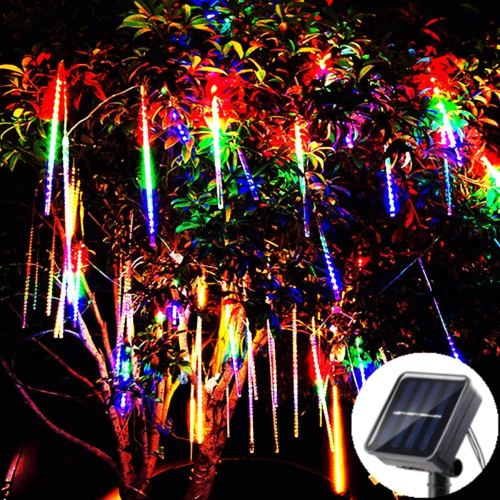 Solar LED Meteor Shower Rain Lights Holiday String Lights Waterproof Garden Light