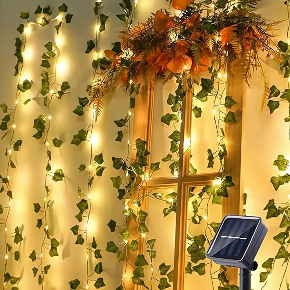 Outdoor Solar Maple Leaf Garland Fairy Lights for Festive Garden Decor