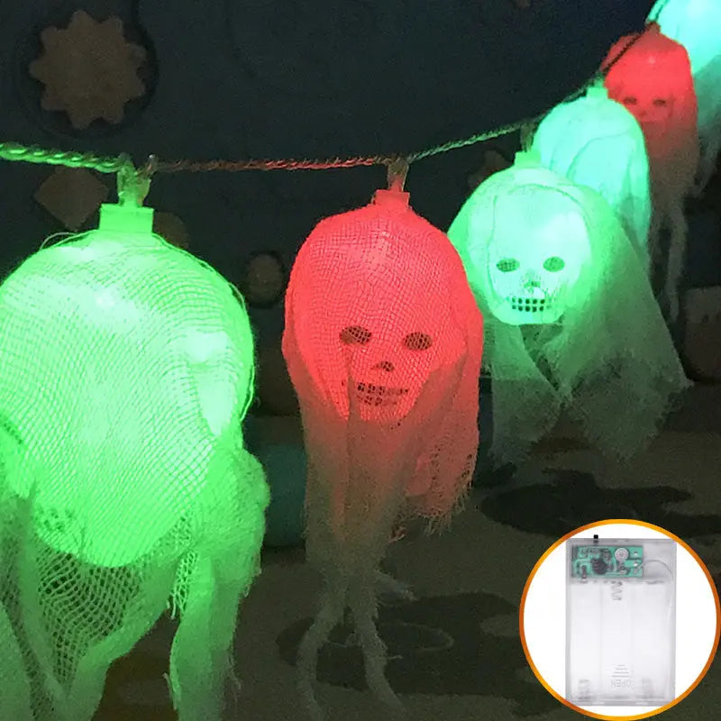 π»π LED Halloween Ghost Lights β Spooky Yarn Ghost Head String Lights β¨ Luminex Lights