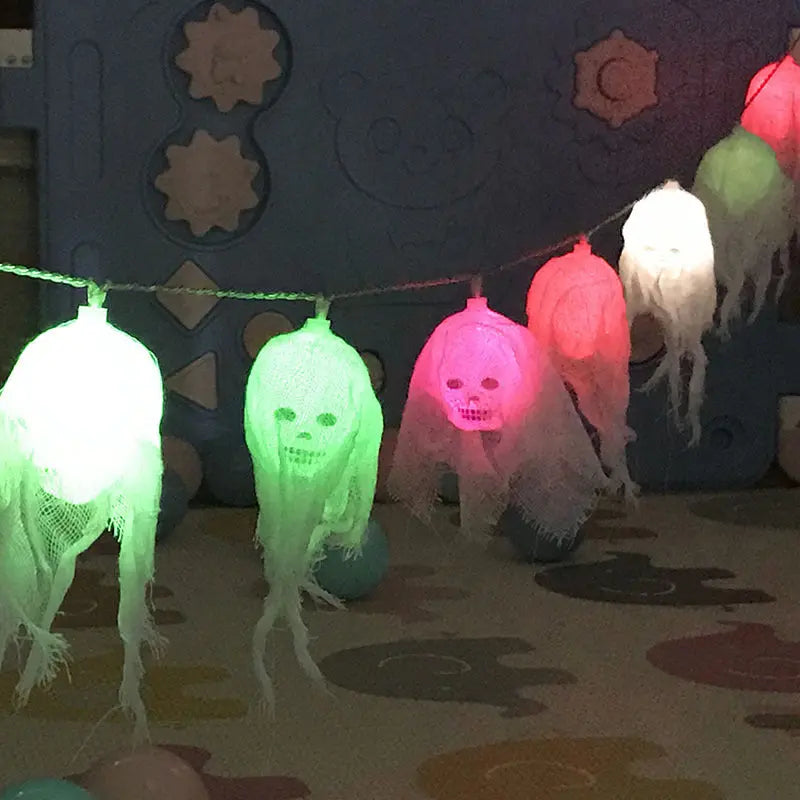 π»π LED Halloween Ghost Lights β Spooky Yarn Ghost Head String Lights β¨ Luminex Lights