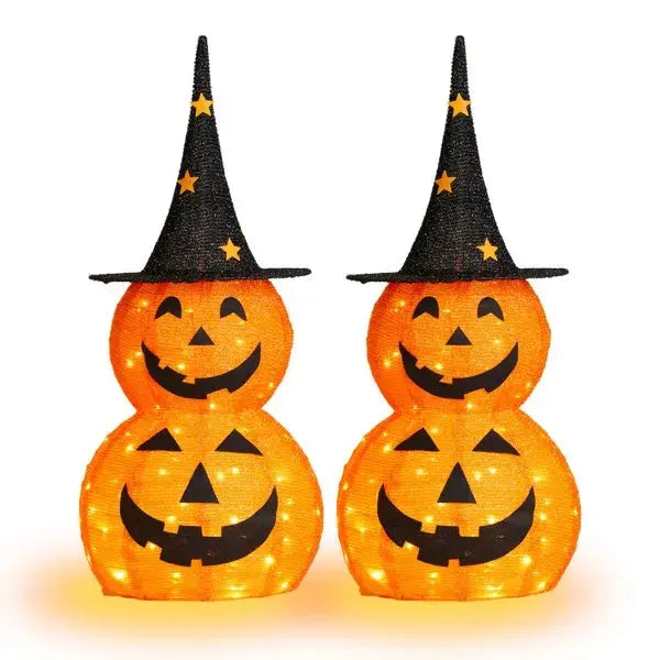 πβ¨ 2pcs 3ft Halloween Collapsible Pumpkin Decorations with 150 LED Lights β Lighted Outdoor Yard Display π»π Luminex Lights
