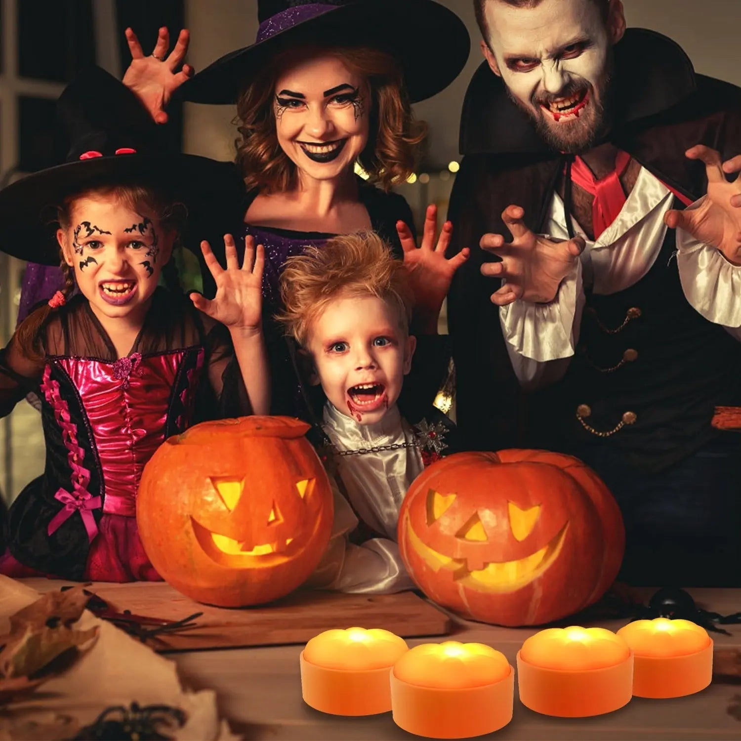 πβ¨ Halloween LED Pumpkin Lights β 4 Pack Flameless Battery Operated with Remote & Timer π»π―οΈ Luminex Lights