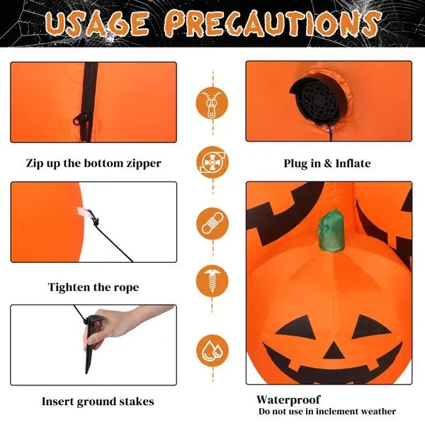🎃✨ 7ft Inflatable Pumpkin Halloween Decoration with 7pcs LED String Lights 👻🌙 Luminex Lights