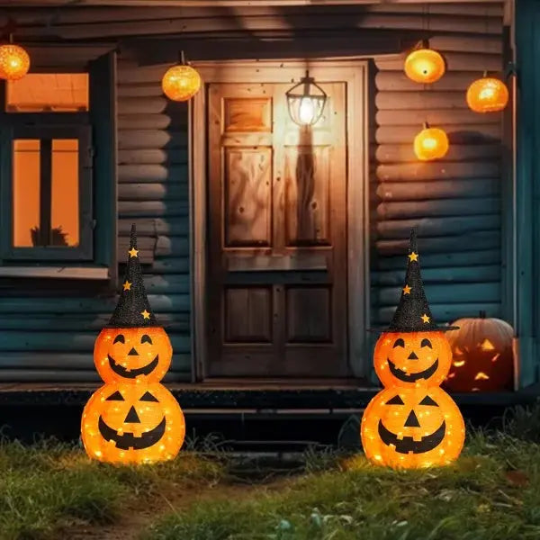 πβ¨ 2pcs 3ft Halloween Collapsible Pumpkin Decorations with 150 LED Lights β Lighted Outdoor Yard Display π»π Luminex Lights