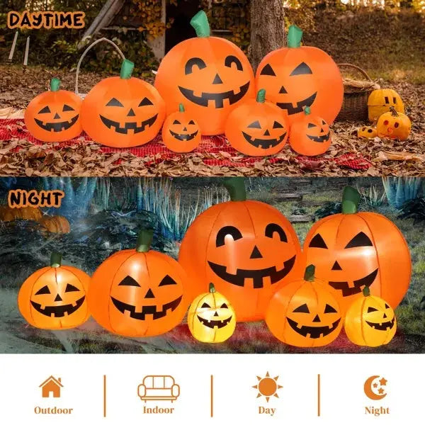 🎃✨ 7ft Inflatable Pumpkin Halloween Decoration with 7pcs LED String Lights 👻🌙 Luminex Lights
