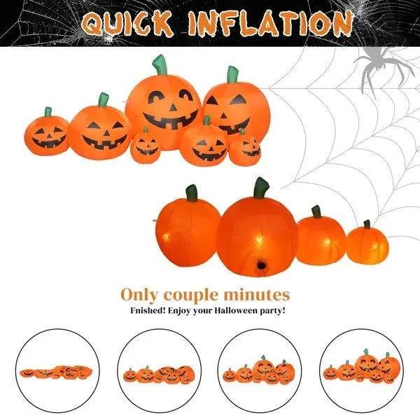 🎃✨ 7ft Inflatable Pumpkin Halloween Decoration with 7pcs LED String Lights 👻🌙 Luminex Lights