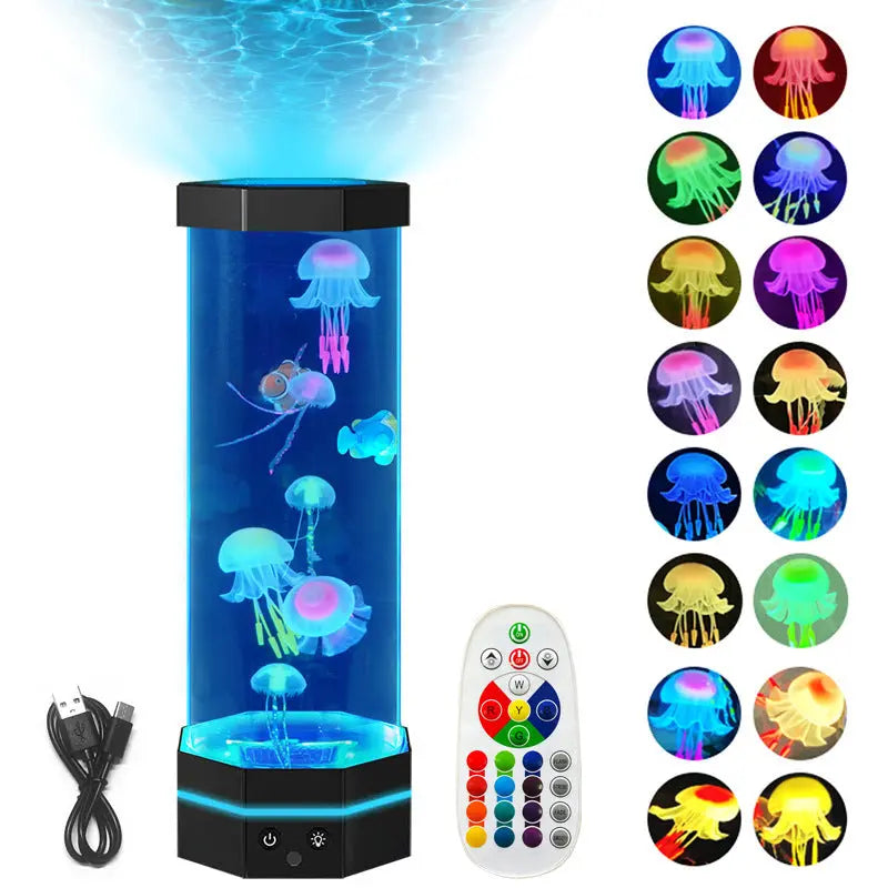 🌊✨ 17-Color Jellyfish Lava Lamp 🐠💡 Luminex Lights