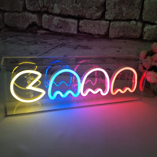 👾✨ Pacman Shaped Decorative Letter Lights – Retro Glow Décor