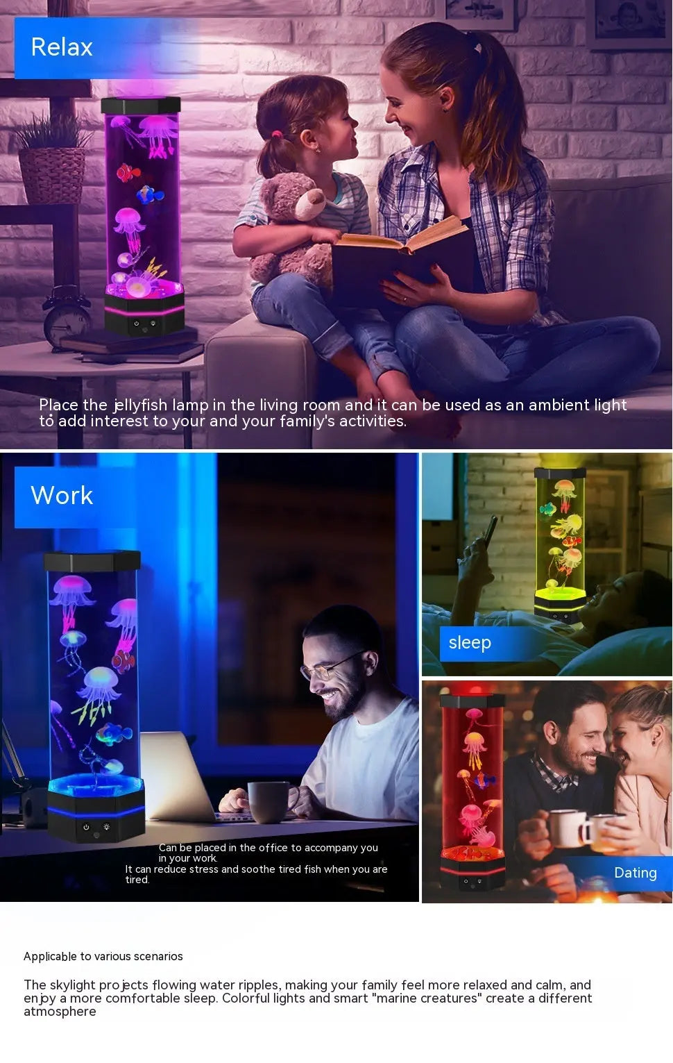 🌊✨ 17-Color Jellyfish Lava Lamp 🐠💡 Luminex Lights