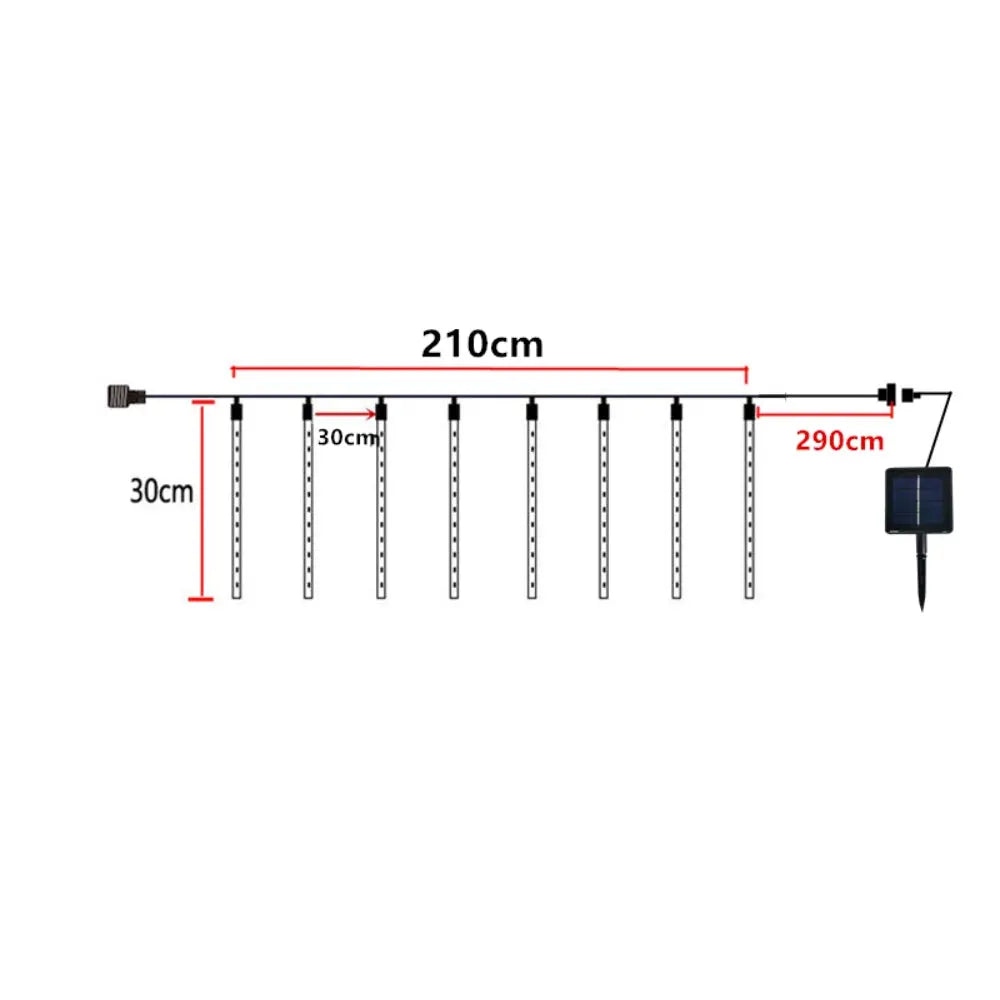 Solar LED Meteor Shower Rain Lights Holiday String Lights Waterproof Garden Light