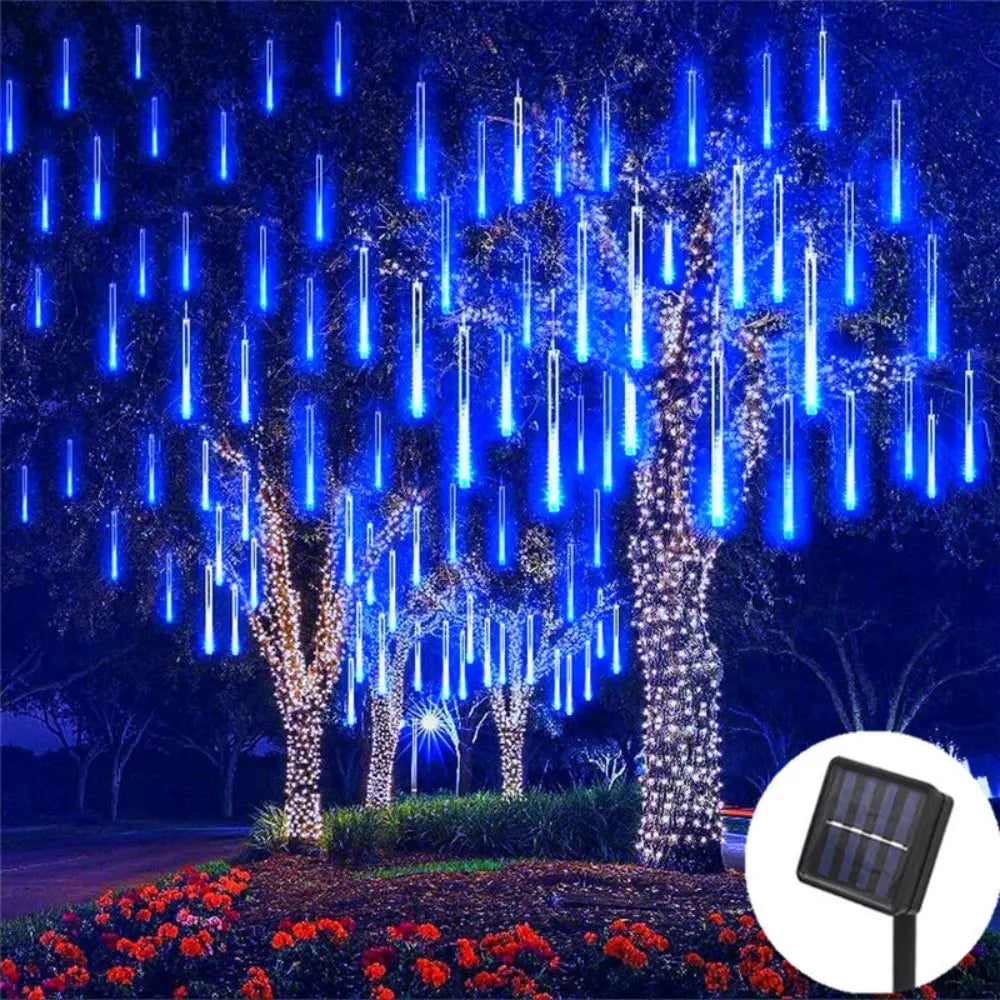 Solar LED Meteor Shower Rain Lights Holiday String Lights Waterproof Garden Light