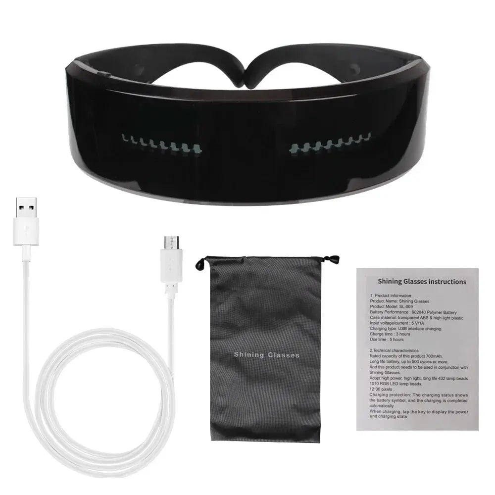 DIY Shining Electronic Futuristic Eyewear Glow The Dark Bluetooth LED Luminous Glasses