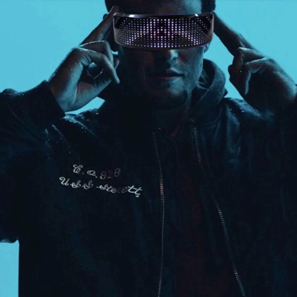 DIY Shining Electronic Futuristic Eyewear Glow The Dark Bluetooth LED Luminous Glasses
