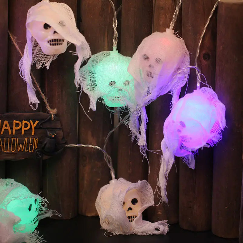 👻🎃 LED Halloween Ghost Lights – Spooky Yarn Ghost Head String Lights ✨ Luminex Lights