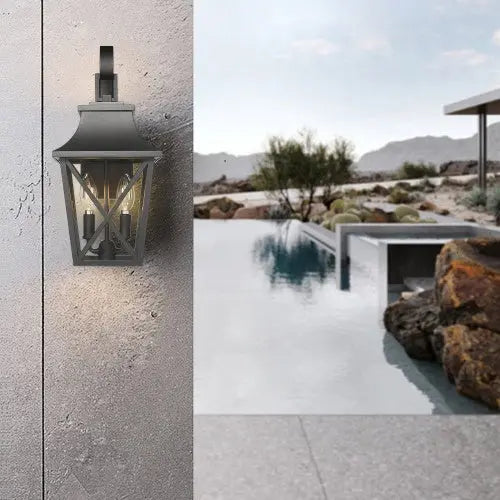 Black Outdoor Wall Light with Dual Fixtures – Industrial Waterproof Exterior Lighting Luminex Lights