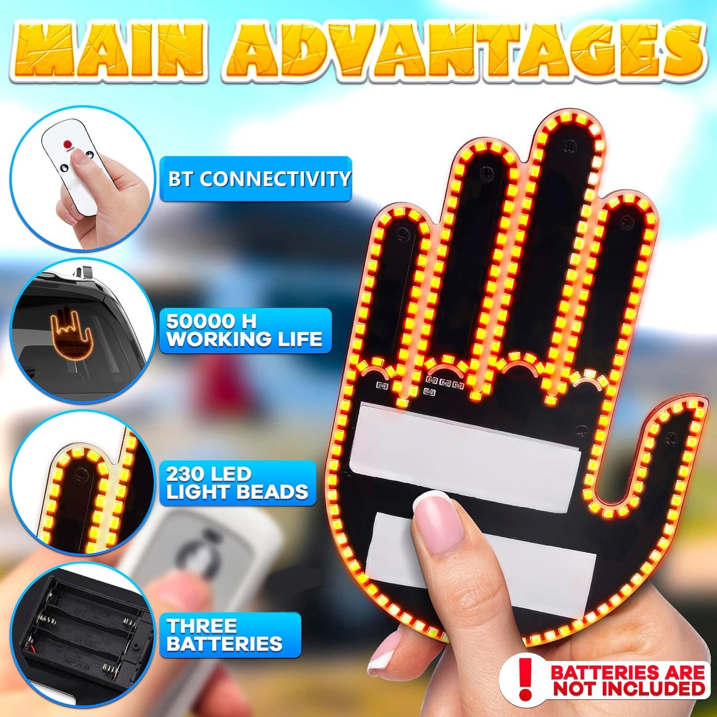 🚗✨ Finger Car Lights – Fun Glow for Your Ride