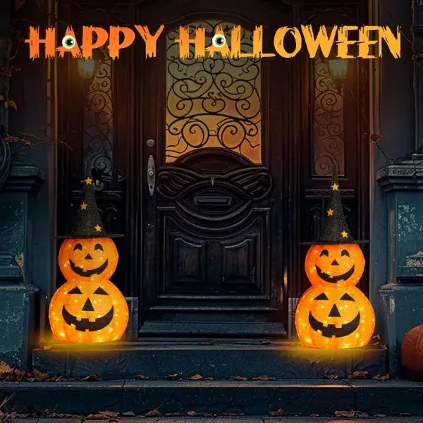 🎃✨ 2pcs 3ft Halloween Collapsible Pumpkin Decorations with 150 LED Lights – Lighted Outdoor Yard Display 👻🌙 Luminex Lights