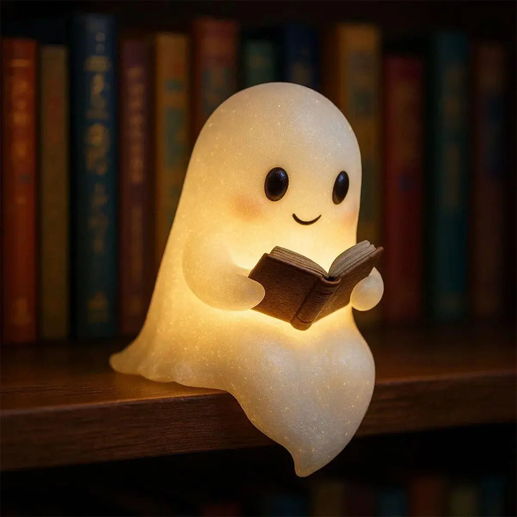 👻📖 Ghost Reading Night Light – Spooky Halloween Resin Lamp 🎃✨ Luminex Lights