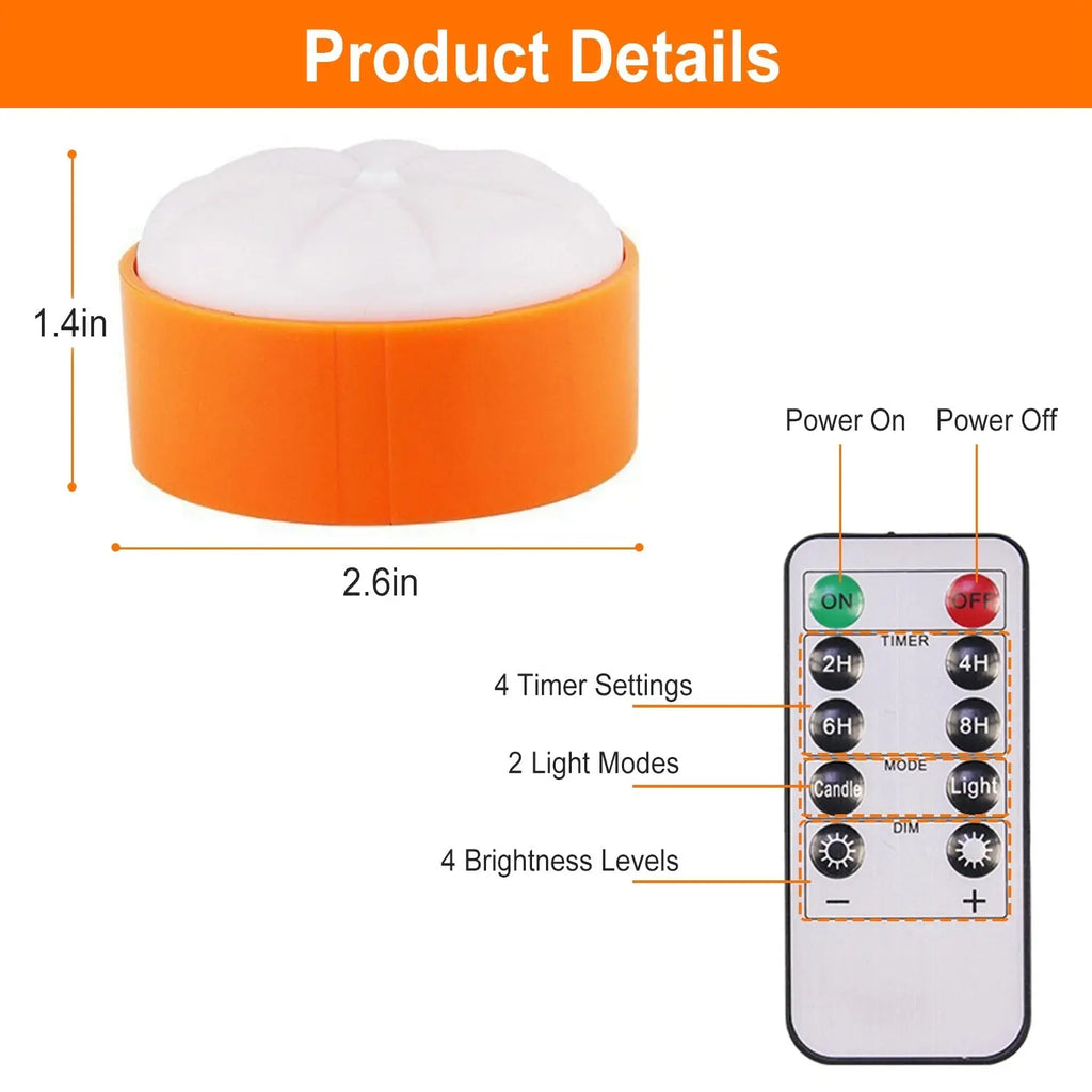 🎃✨ Halloween LED Pumpkin Lights – 4 Pack Flameless Battery Operated with Remote & Timer 👻🕯️ Luminex Lights