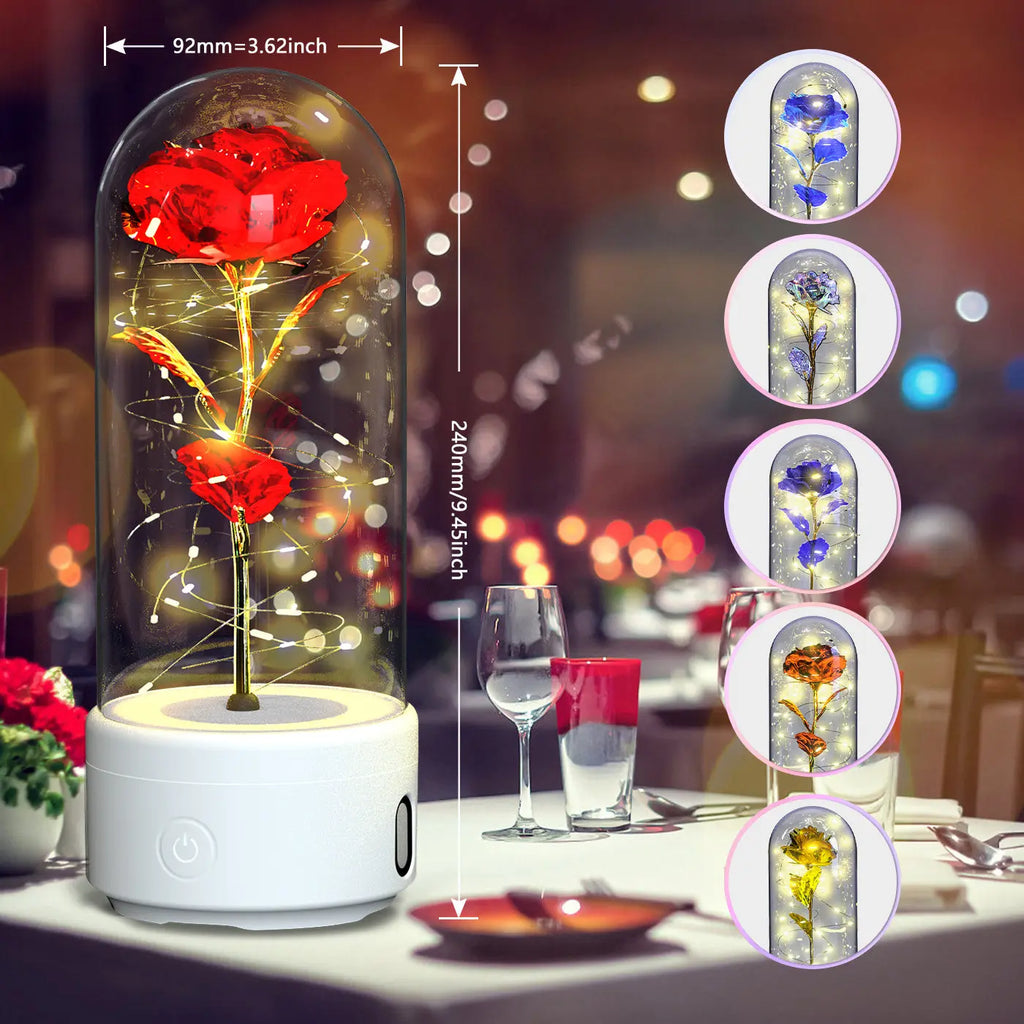 🌹✨ Eternal Rose LED Night Light & Bluetooth Speaker 💡🎵 Luminex Lights