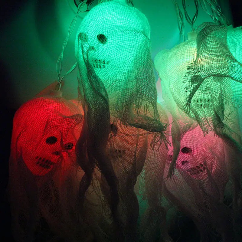 👻🎃 LED Halloween Ghost Lights – Spooky Yarn Ghost Head String Lights ✨ Luminex Lights