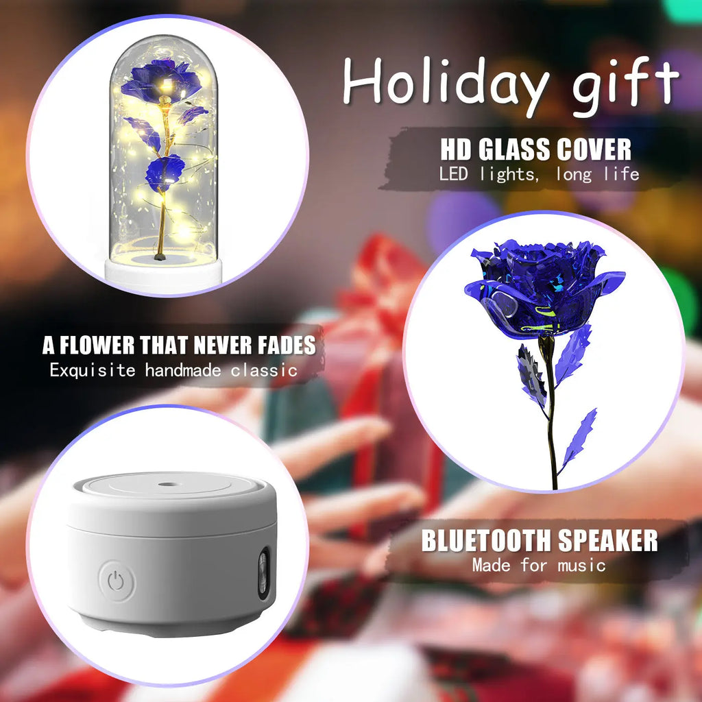 🌹✨ Eternal Rose LED Night Light & Bluetooth Speaker 💡🎵 Luminex Lights