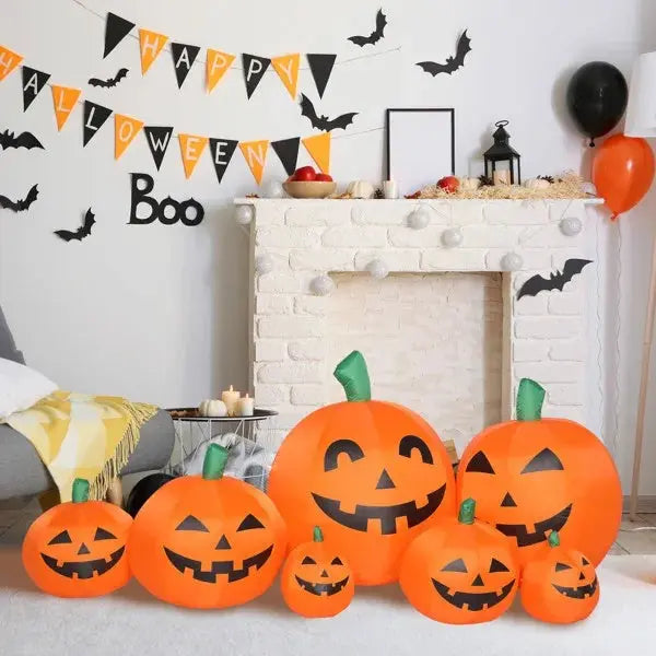🎃✨ 7ft Inflatable Pumpkin Halloween Decoration with 7pcs LED String Lights 👻🌙 Luminex Lights