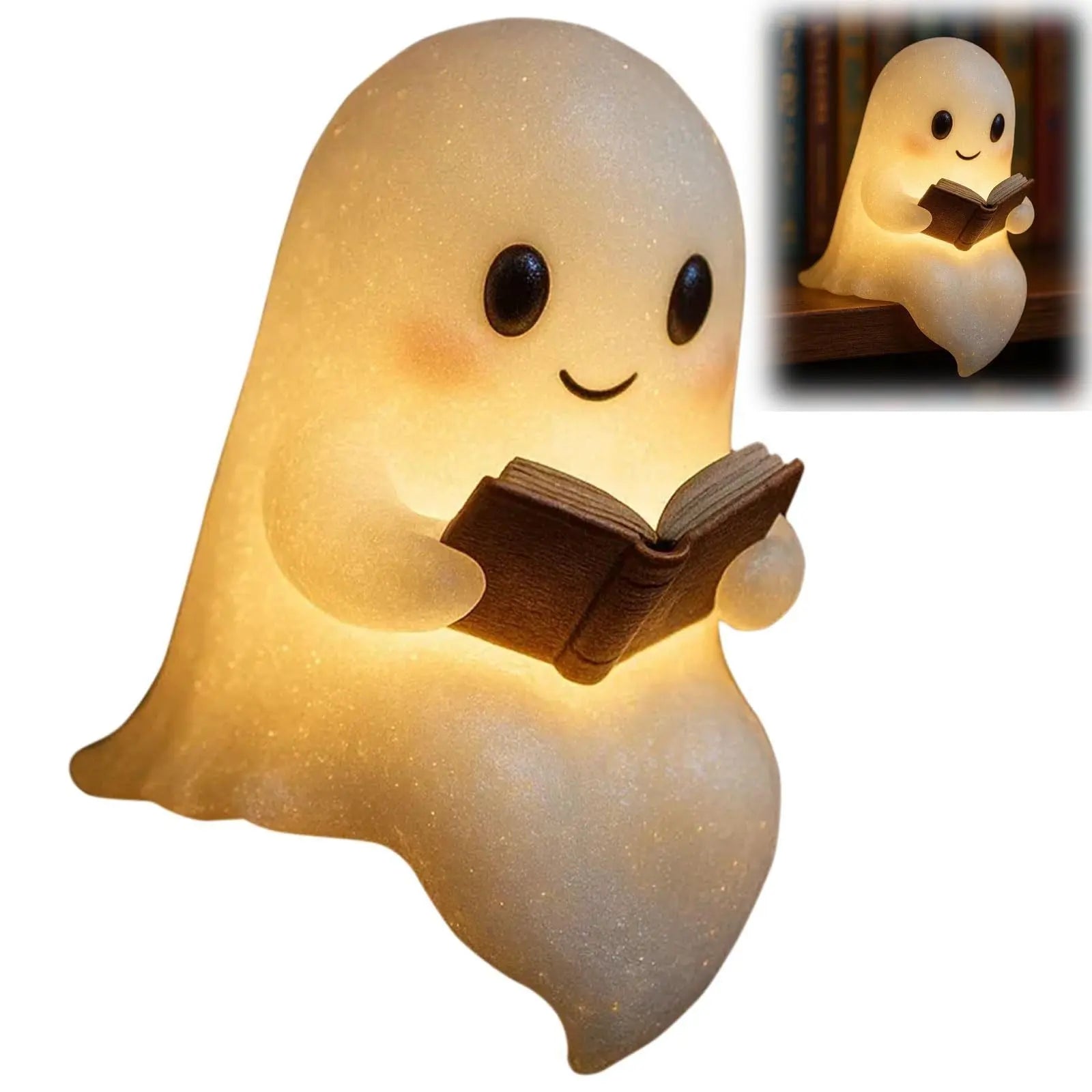 👻📖 Ghost Reading Night Light – Spooky Halloween Resin Lamp 🎃✨ Luminex Lights