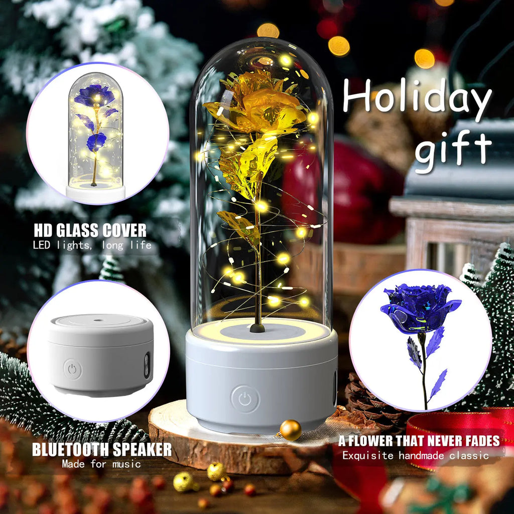 🌹✨ Eternal Rose LED Night Light & Bluetooth Speaker 💡🎵 Luminex Lights
