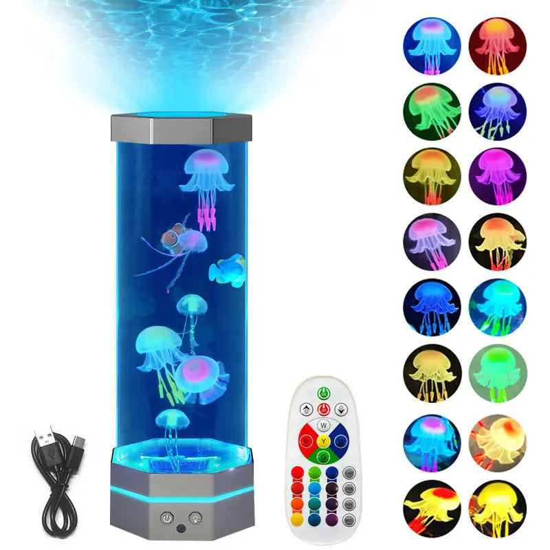 🌊✨ 17-Color Jellyfish Lava Lamp 🐠💡 Luminex Lights