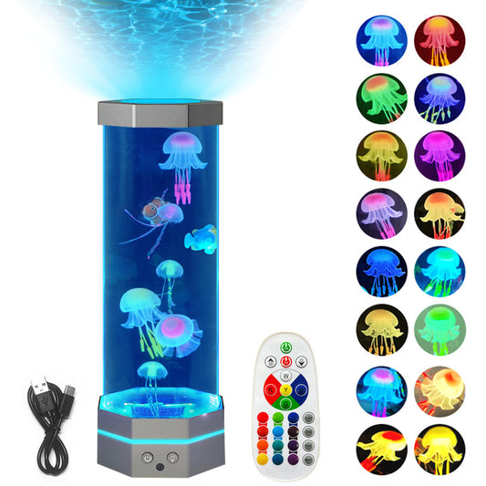 🌊✨ 17-Color Jellyfish Lava Lamp 🐠💡