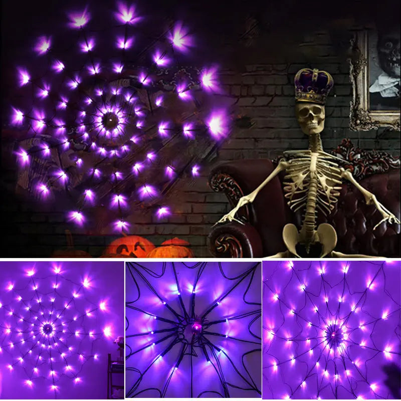 🕷️💡 LED Spider Web Lights – Spooky Halloween Glow! 🎃👻 Luminex Lights